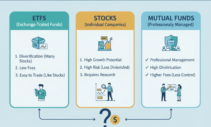 ETF vs Stocks vs Mutual Funds: Which Is Better for Beginners?